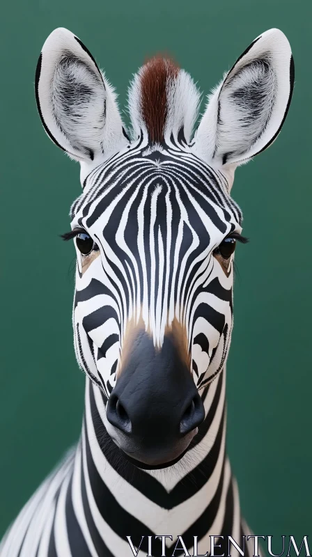 AI ART Zebra Portrait on Green Background