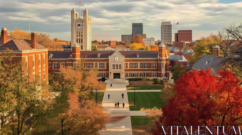 Autumn Campus Scene AI Image