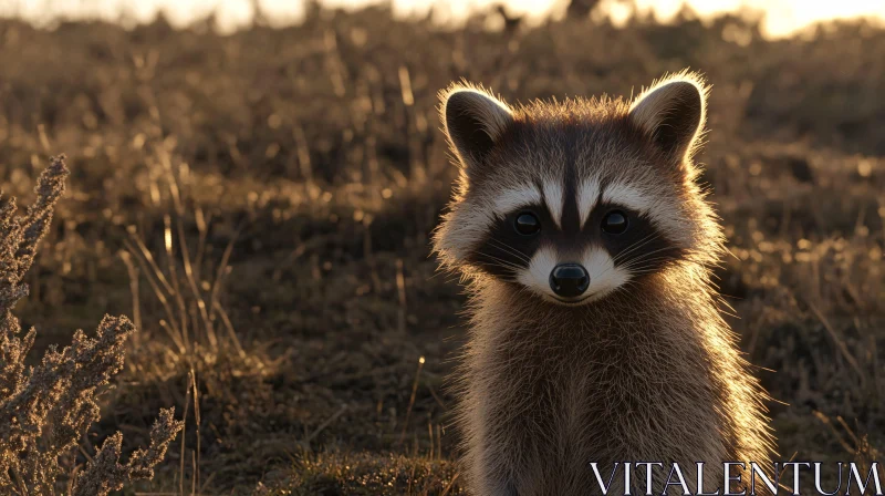 Raccoon Bathed in Sunset Light AI Image