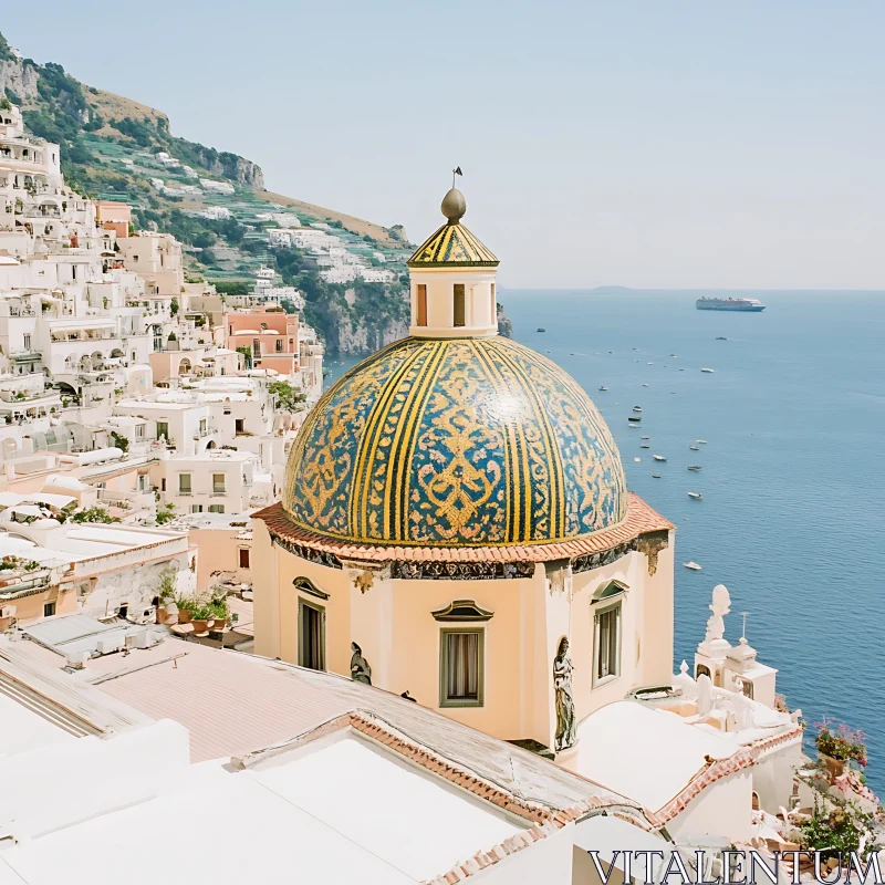 Dome Overlooking the Mediterranean AI Image