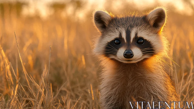 AI ART Wildlife Portrait: Raccoon at Sunset