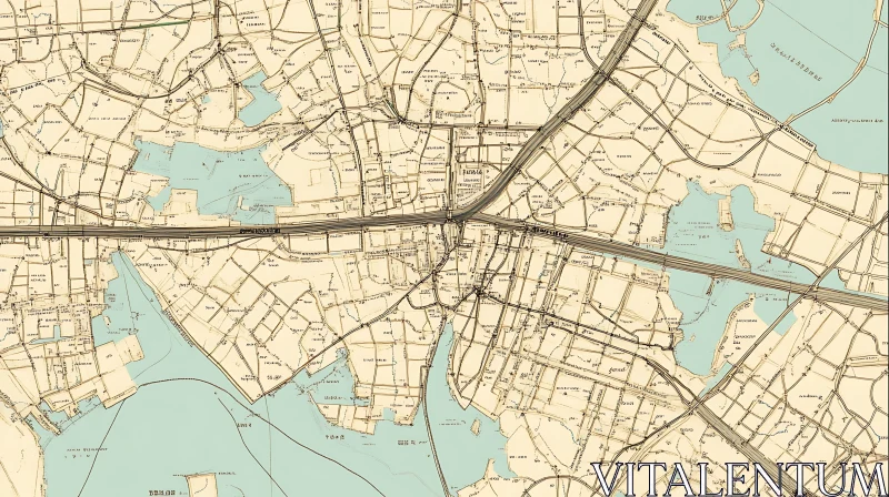 Vintage Urban Cartography Map AI Image