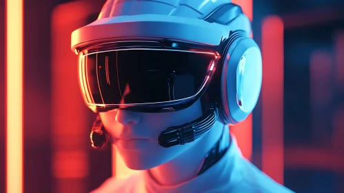 Cyberpunk-Inspired Helmet and Visor Close-Up