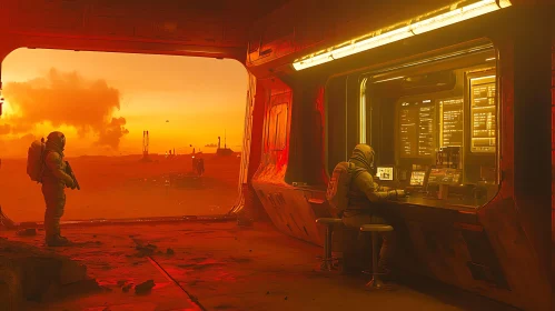 Astronauts in a Futuristic Martian Environment