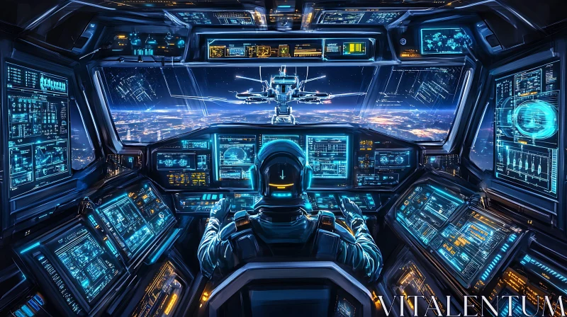 Pilot's View in a High-Tech Spaceship AI Image