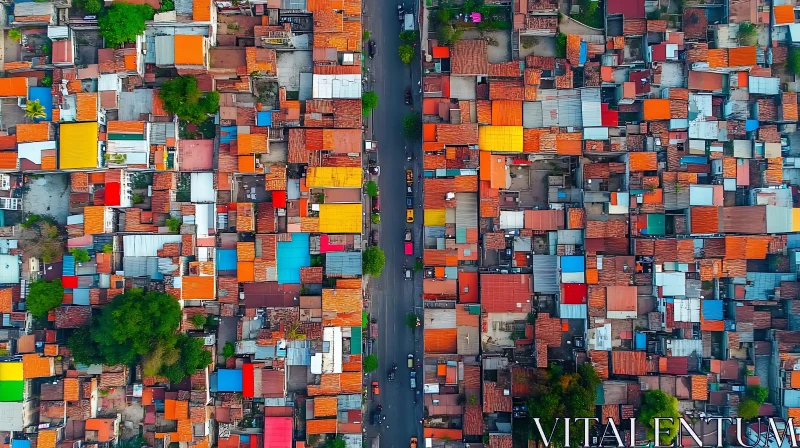 Colorful Rooftops in an Urban Area AI Image