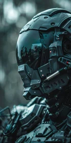 Advanced Cyborg with Detailed Helmet and Armor