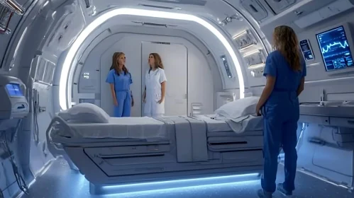 High-Tech Hospital Interior and Medical Professionals