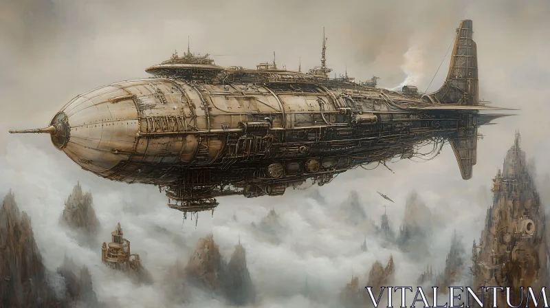 AI ART Steampunk Airship in a Surreal Sky