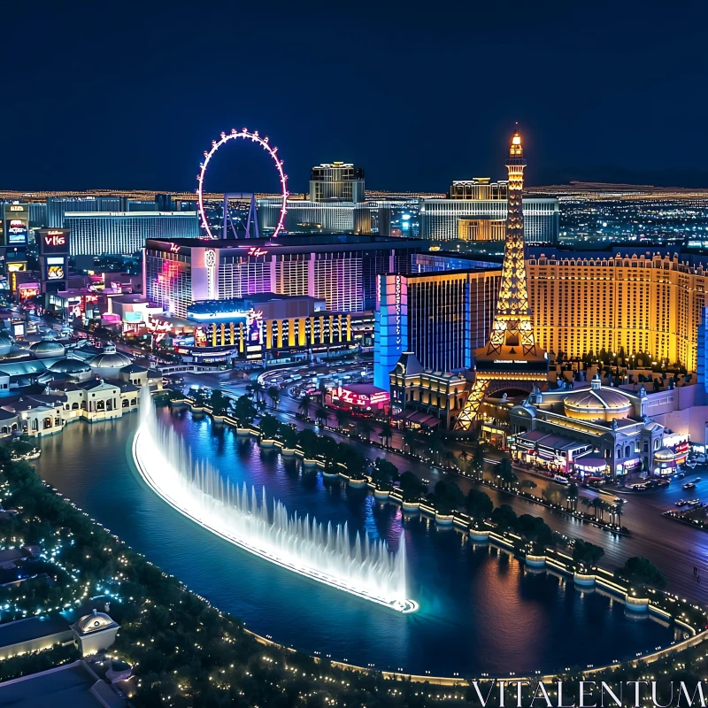 Las Vegas Cityscape at Night AI Image