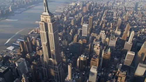 Urban Aerial Cityscape with Dominant Skyscraper