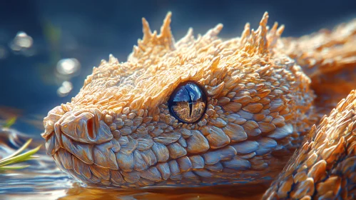 Detailed Lizard in Water