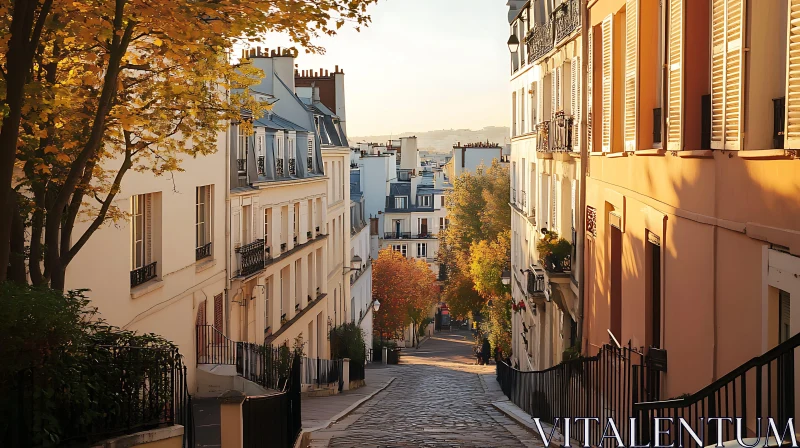 Paris Street Scene with Autumn Colors AI Image