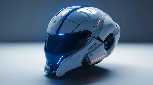 Futuristic Cyber Helmet with Advanced Technological Details