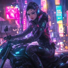 Neon Night Motorcycle Rider