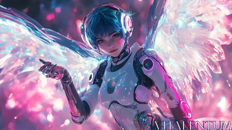 Cyber Angel with Robotic Enhancements AI Image