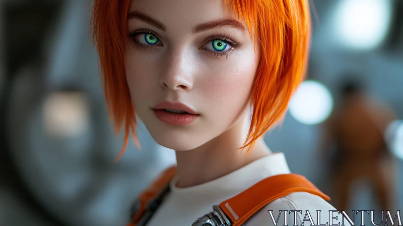 AI ART Futuristic Woman with Orange Hair