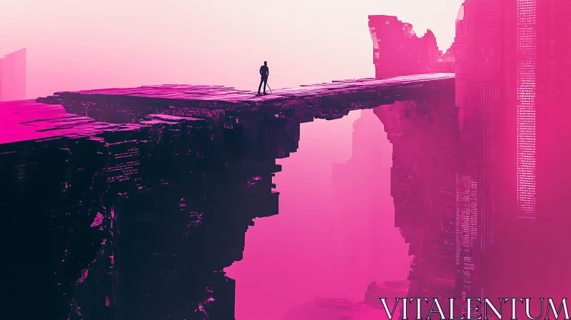 Abstract Surreal Pink Landscape AI Image