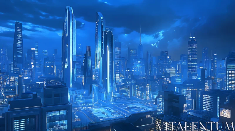 Neon Lit Futuristic Urban Scene AI Image