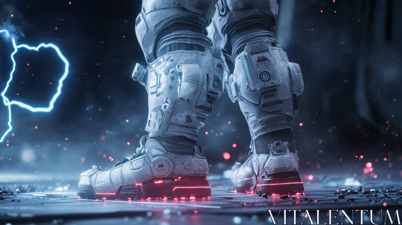 Advanced Tech Suit Legs with Glowing Red Elements AI Image