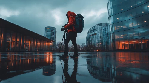 Photographer in Moody Urban Scene