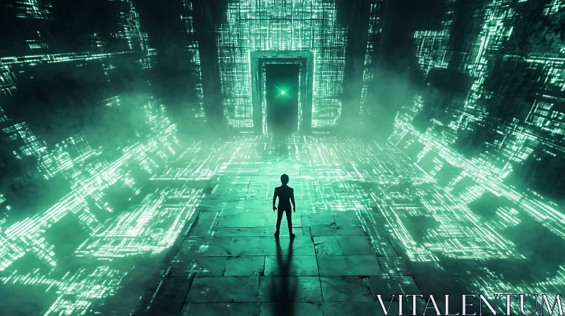 AI ART Virtual Gate in Futuristic Maze