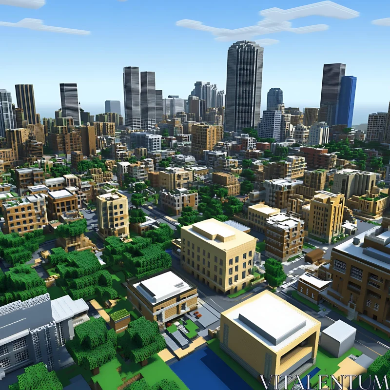 Urban Skyline of Block Constructed Buildings AI Image