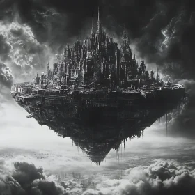 Gothic Floating Metropolis in Stormy Skies