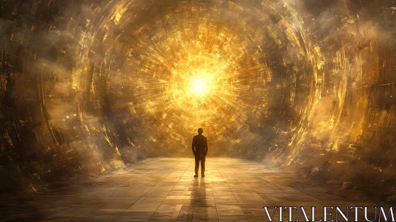 Man Standing in Front of a Mystic Light Portal AI Image