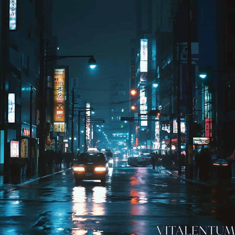 AI ART Atmospheric City Street at Night