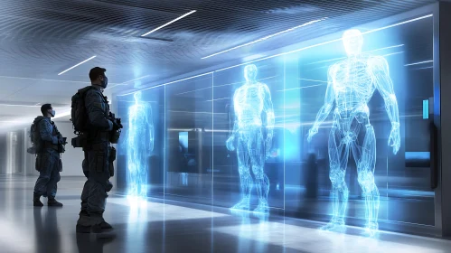 High-Tech Soldiers with Holographic Displays