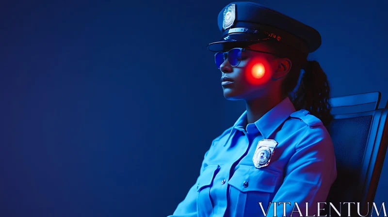 Modern Police Officer with Advanced Technology AI Image