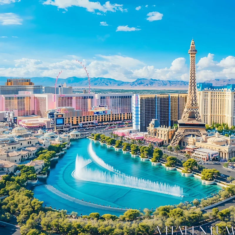 AI ART Las Vegas Skyline with Eiffel Tower