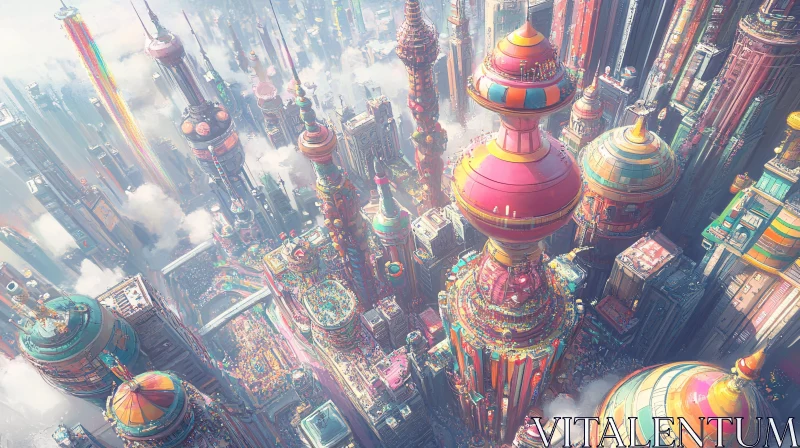 Colorful Futuristic Urban Architecture AI Image