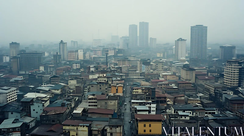 Urban Skyline Shrouded in Fog AI Image