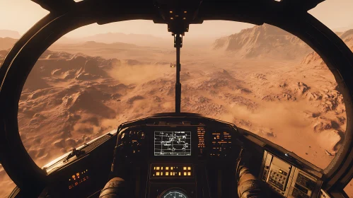 Spacecraft Cockpit in Martian Desert