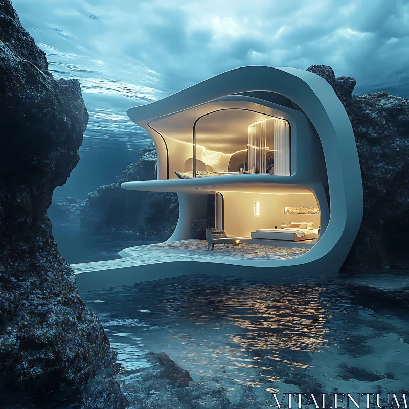 AI ART Futuristic Ocean-View Underwater Home