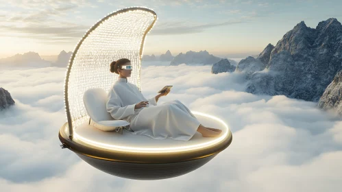 Hovering Chair in Futuristic Setting