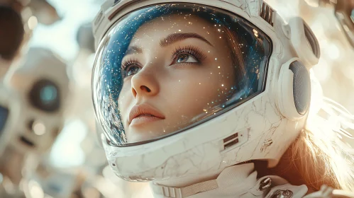 Wonder of Space Exploration in Futuristic Helmet