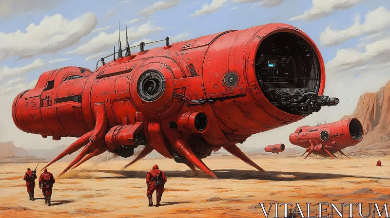 AI ART Red Spaceships in Desert