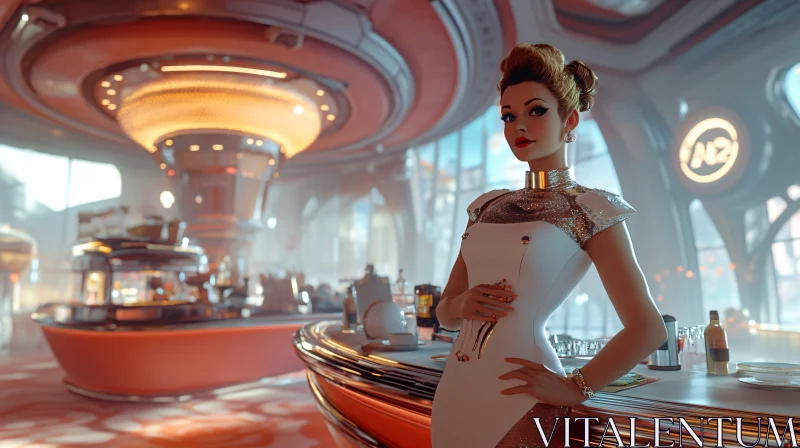 Elegant Fusion of Future and Past in Retro Diner AI Image