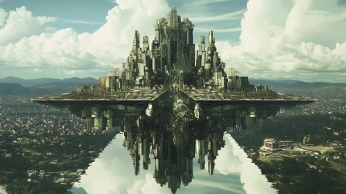 Futuristic Skyline and its Mirrored Image