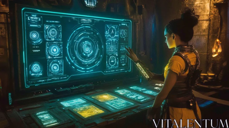 Cyberpunk Technology Interface and Control Room