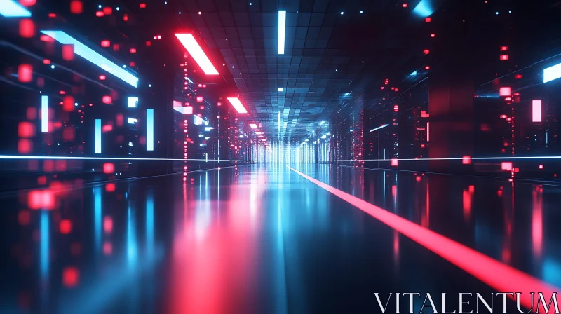 Neon-Lit Digital Corridor