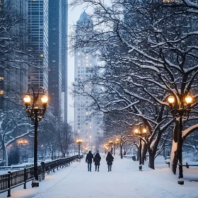 Winter Twilight in an Urban City