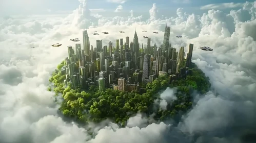 Skyborne City with Advanced Transportation