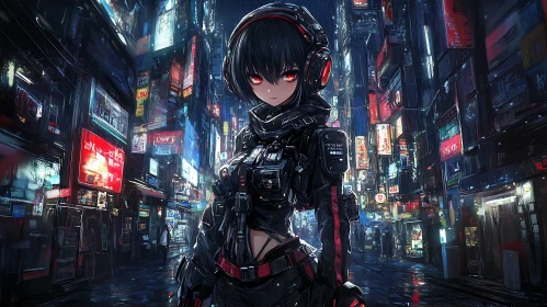 Animated Cyberpunk Cityscape with Futuristic Character
