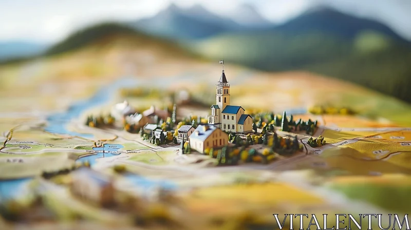 Miniature Village with Church Model Landscape