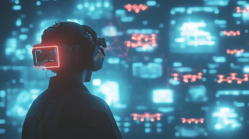 Advanced VR Headset in Tech Ambience