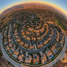 Sunlit Aerial Suburb